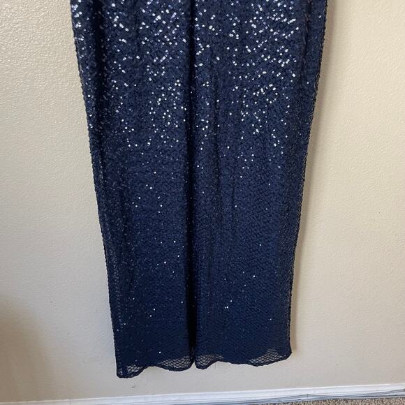 Alex Evenings Dress Womens Size‎ 14 Blue Maxi Sequins Flutter Sleeve Cocktail - Picture 8 of 12